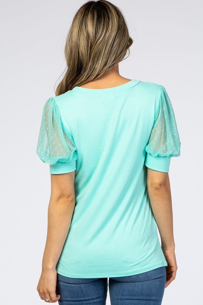 Mint Mesh Sleeve Top