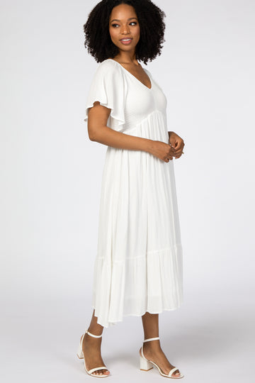 Ivory Smocked Ruffle Dress