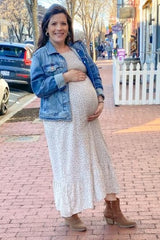 Ivory Floral Smocked Maternity Maxi Dress