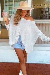 White Speckled Oversized Sweater