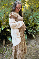 Light Pink Popcorn Knit Hi-Low Maternity Cardigan