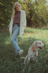 Brown Exposed Seam Side Slit Sweater