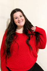 Red V-Neck Soft Sweater