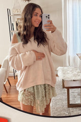 Beige V-Neck Soft Maternity Sweater