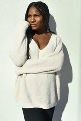 Beige V-Neck Soft Sweater
