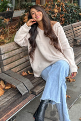 Beige V-Neck Soft Sweater