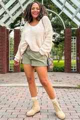 Beige V-Neck Soft Maternity Sweater