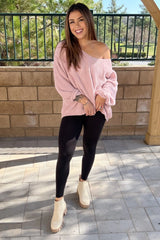 Light Pink V-Neck Soft Sweater