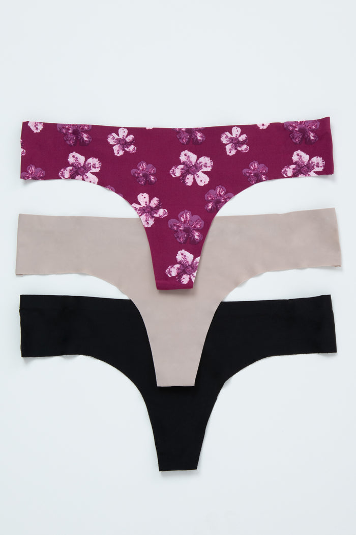 Multi-Color Floral Seamless Thong Set