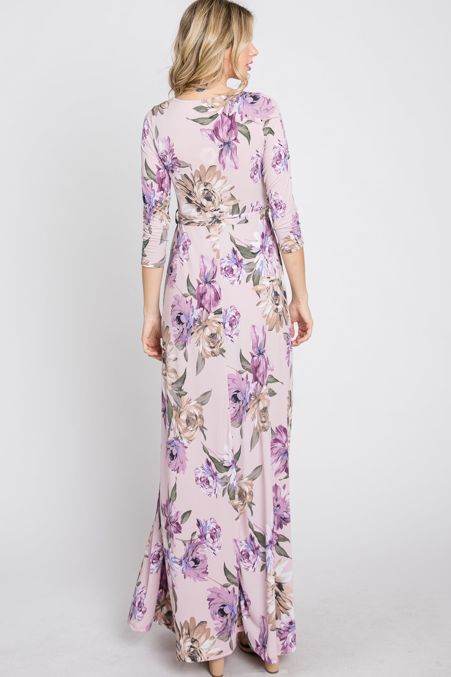 Lavender Floral Wrap Maxi Dress