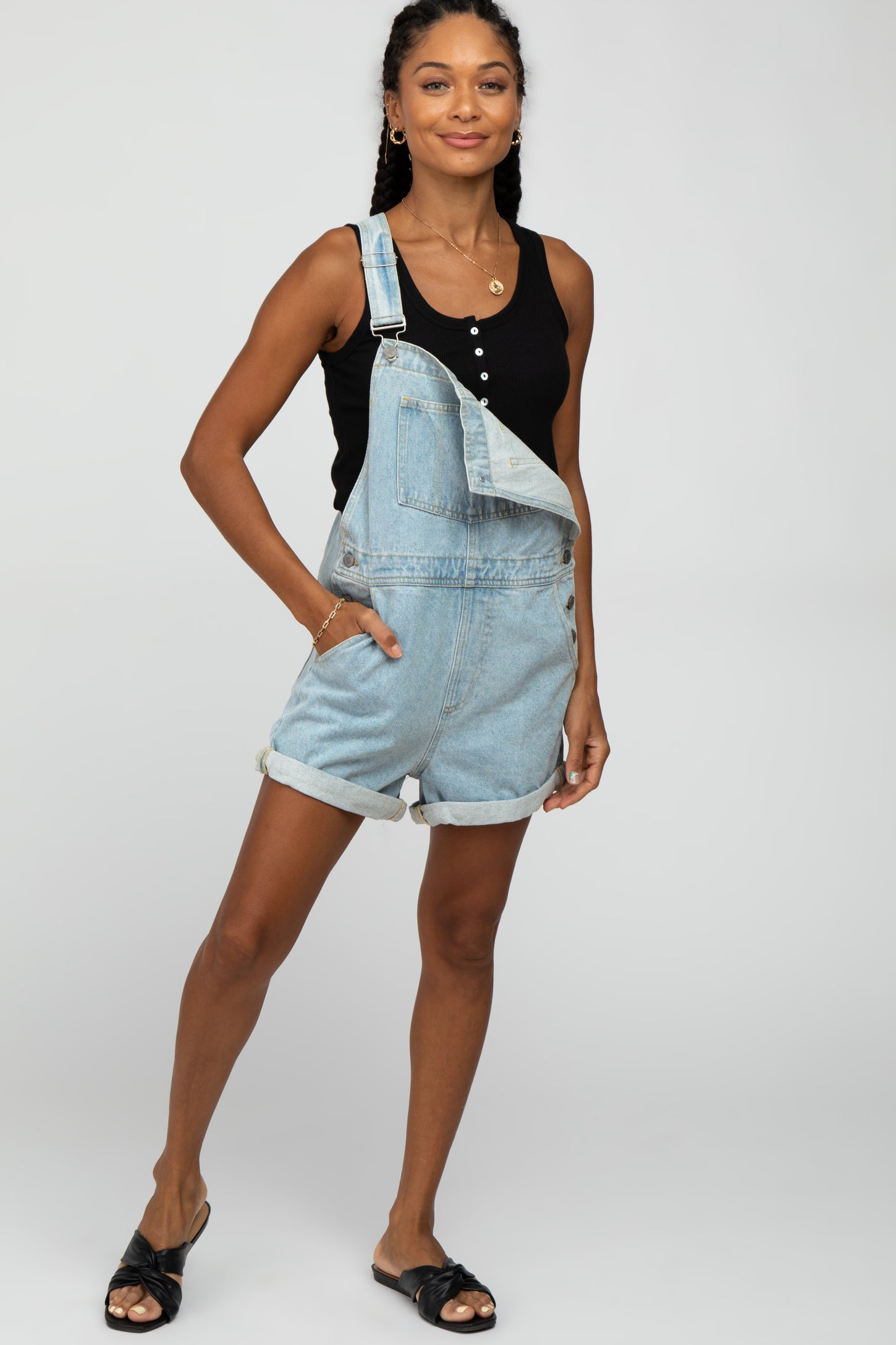 Light Blue Denim Short Overalls