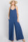 Blue Cross Back Wide Leg Jumpsuit