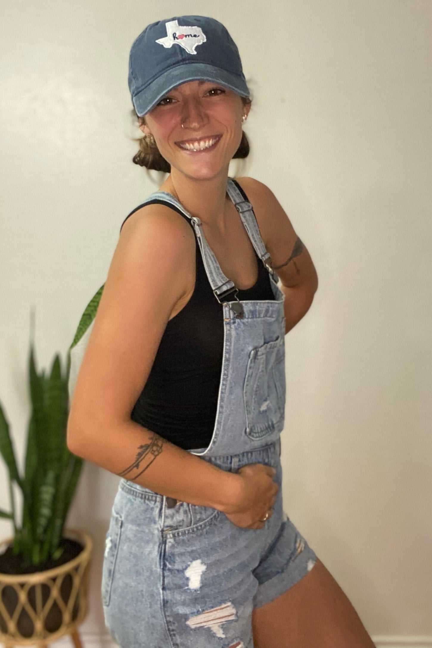 Blue Distressed Maternity Denim Short Overalls