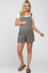 Olive Square Neck Elastic Strap Maternity Romper