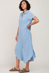 Light Blue Button Down Midi Dress