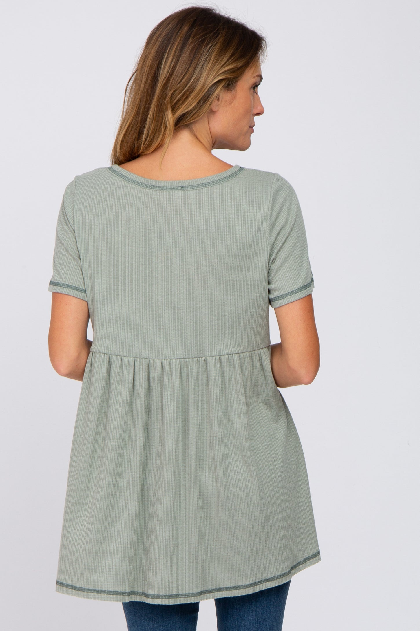 Light Olive V Neck Top