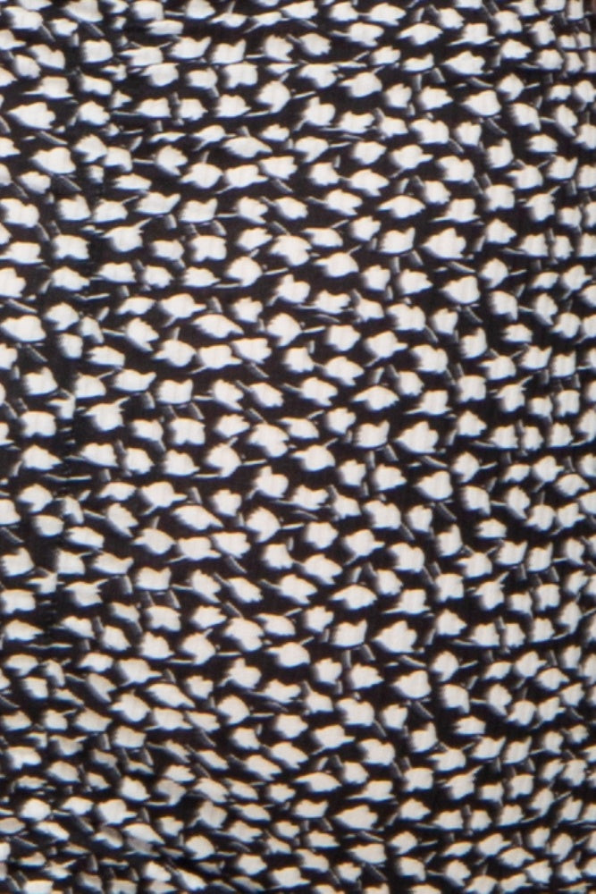 Black Printed Ribbed Shoulder Tie Ruched Maternity Dress