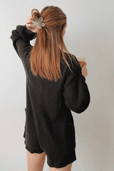 Black Button Down Sweater Romper