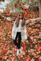 Beige Plaid Brushed Long Shacket