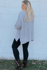 Light Blue Chunky Knit Oversized Cardigan