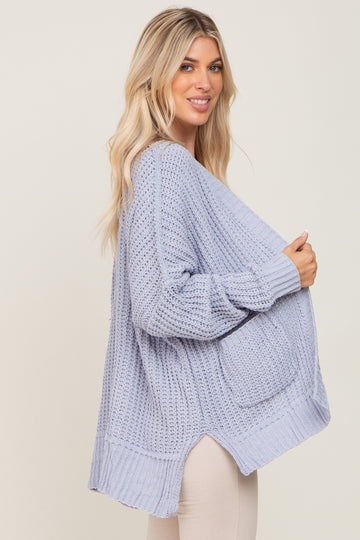 Light Blue Chunky Knit Oversized Cardigan