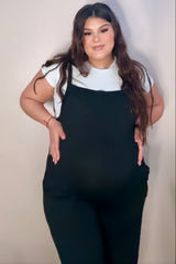 Black Sleeveless Pocketed Wide Leg Maternity Jumpsuit