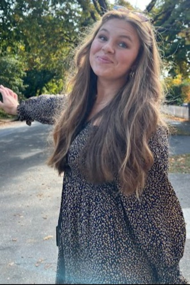 Black Leopard Print Square Neck Smocked Midi Dress