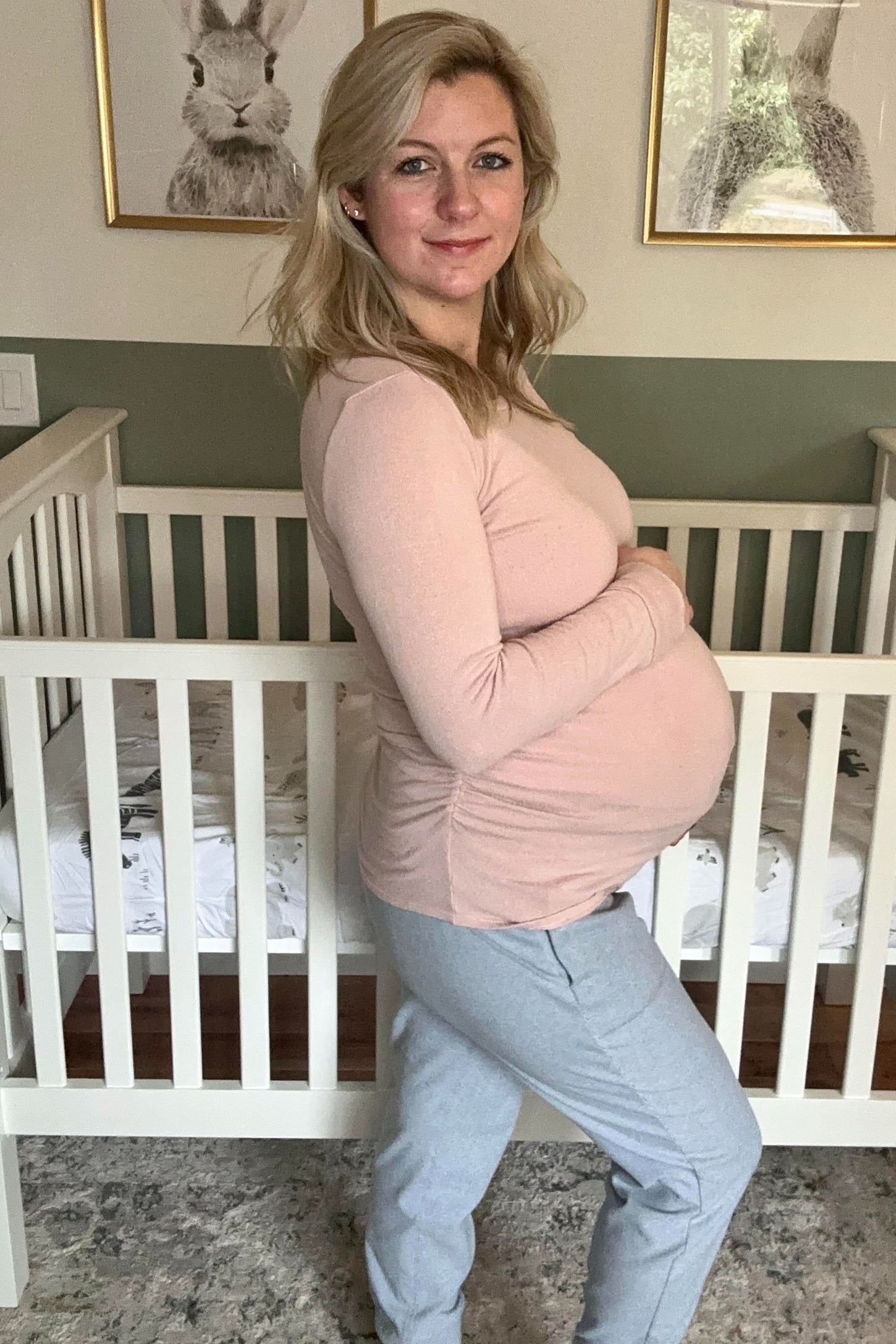 Light Pink Soft Knit Ruched Maternity Top