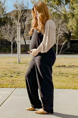 Black Front Pocket Maternity Jumpsuit