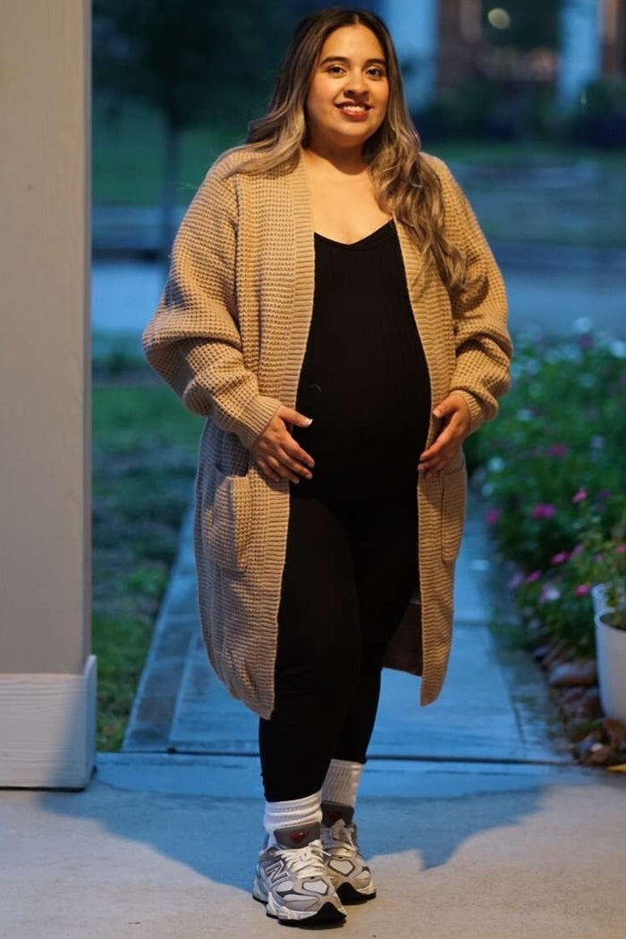 Black Ribbed Bodycon Maternity Jumpsuit