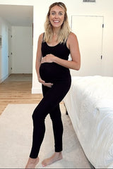 Black Ribbed Bodycon Maternity Jumpsuit