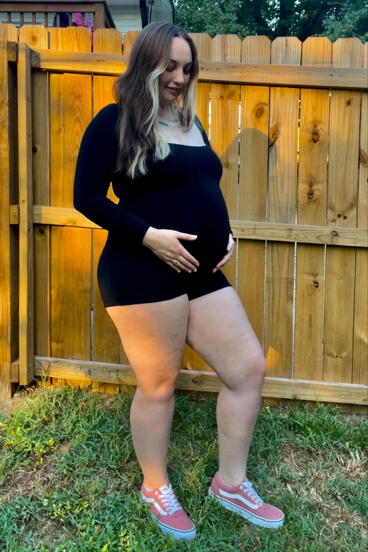 Black Square Neck Long Sleeve Maternity Romper