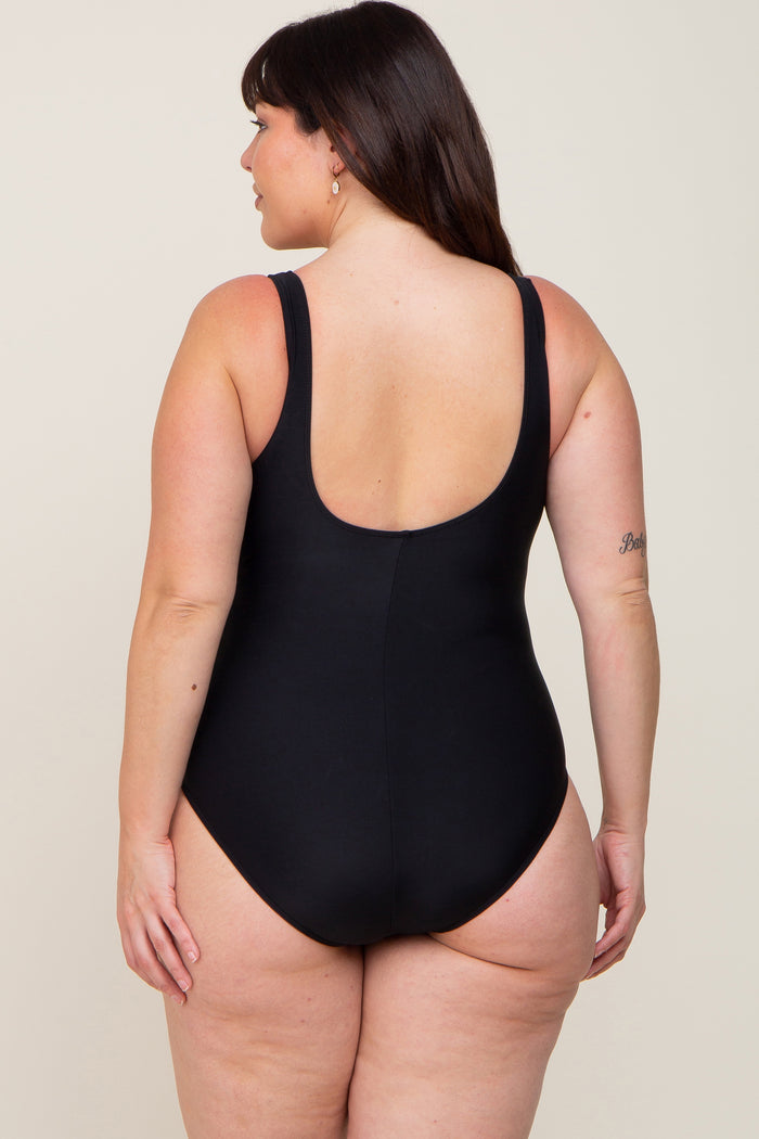 Black Ruched Plus One Piece Swimsuit