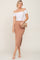 Mocha Ribbed Side Slit Midi Skirt
