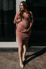Olive Ribbed Bodycon Maternity Jumpsuit