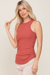 Rust Ribbed Basic Tank Top