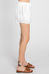 Ivory Button Up and Short Satin Set