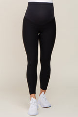 Black Ribbed Maternity Leggings