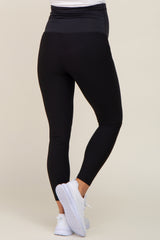Black Ribbed Maternity Leggings