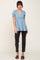 Blue Puff Sleeve Crossover Nursing Top