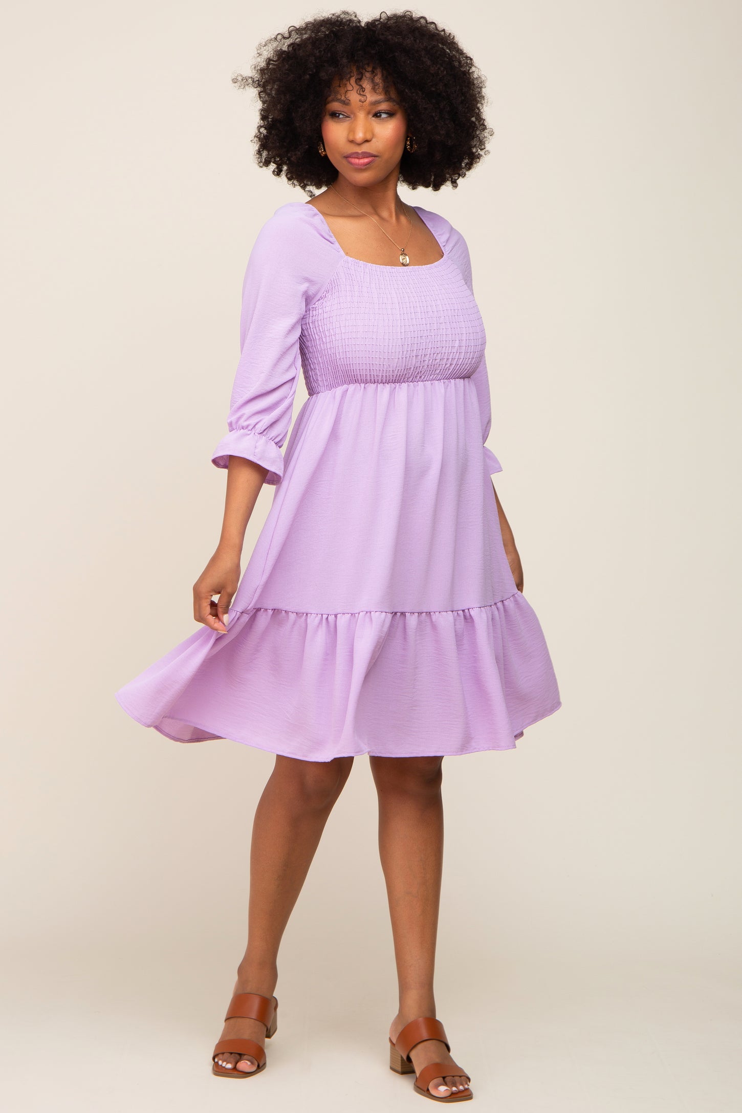 Lavender Smocked Ruffle Dress
