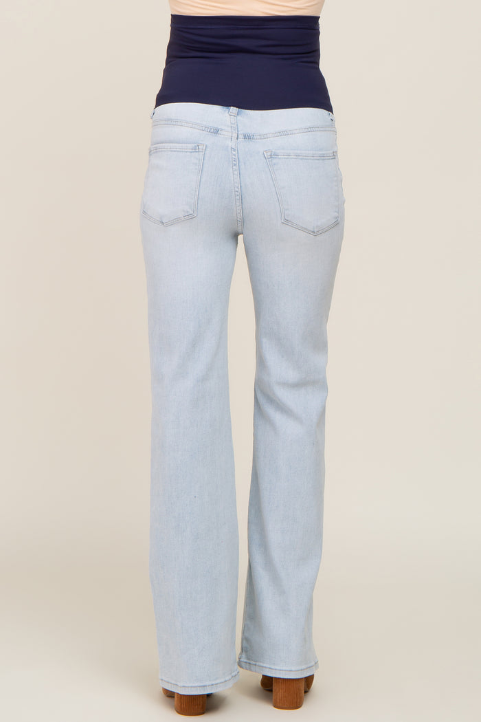 Light Blue Basic Maternity Wide Leg Jeans