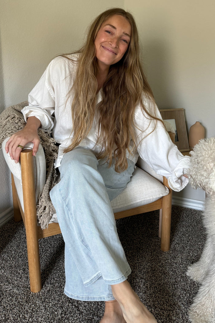 Light Blue Basic Maternity Wide Leg Jeans