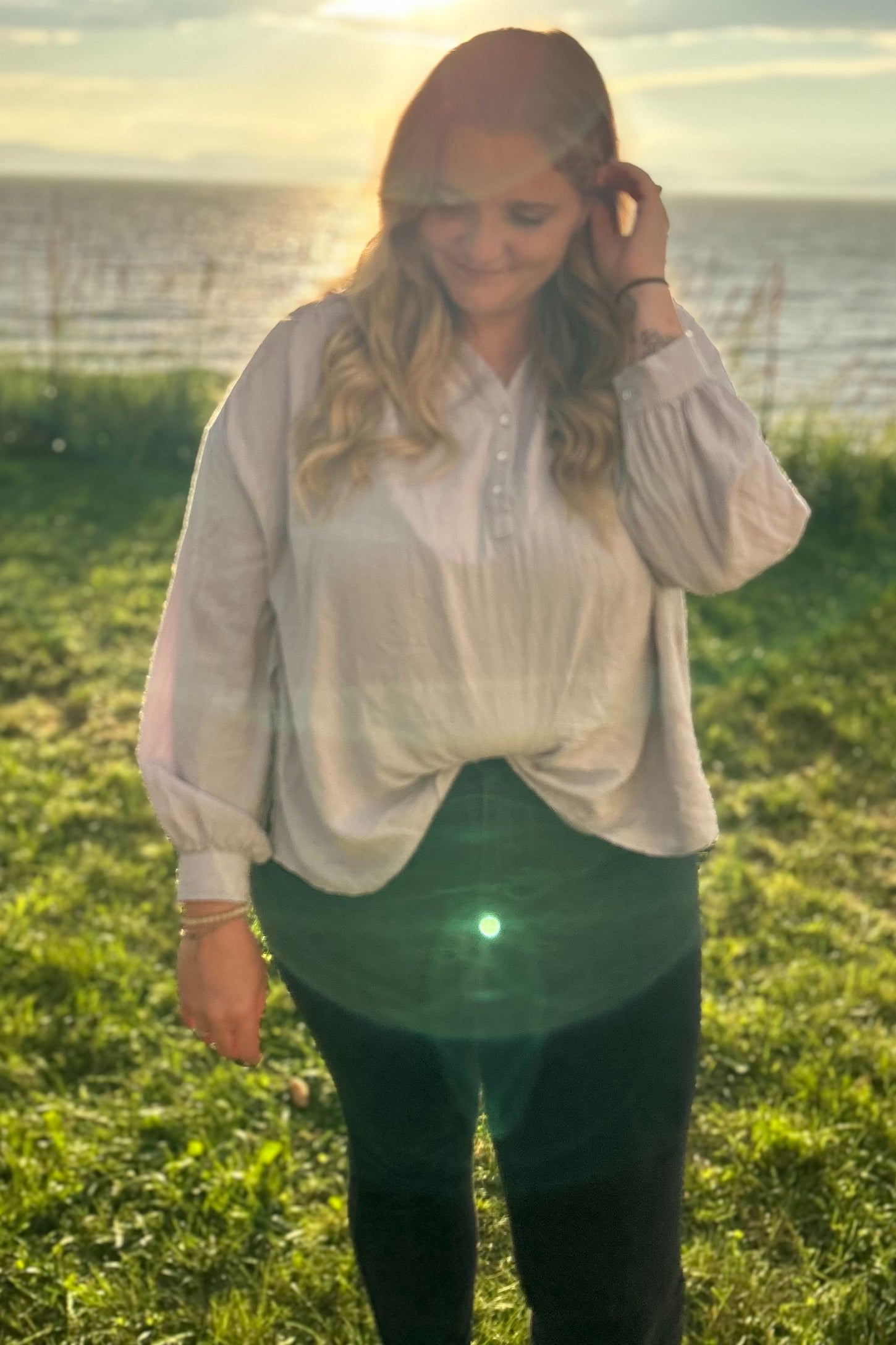 Lavender Lightweight Striped Textured Collared Top