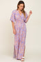 Multi-Color Floral V-Neck Smocked Waist Maxi Dress