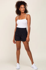 Black Curved Hem Active Shorts