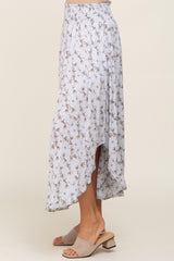 Light Blue Floral Smocked Midi Skirt