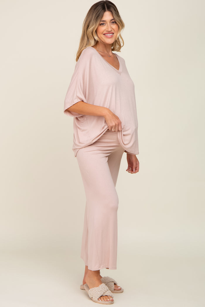 Taupe Cropped Pant Maternity Set