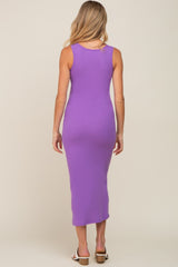 Lavender Ribbed Basic Maternity Maxi Dress