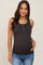 Charcoal Button Accent Ribbed Maternity Tank